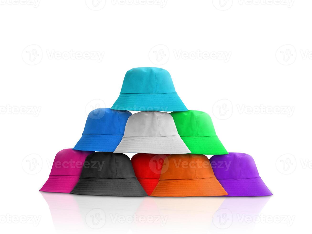 colorida balde chapéus isolado em uma branco fundo foto