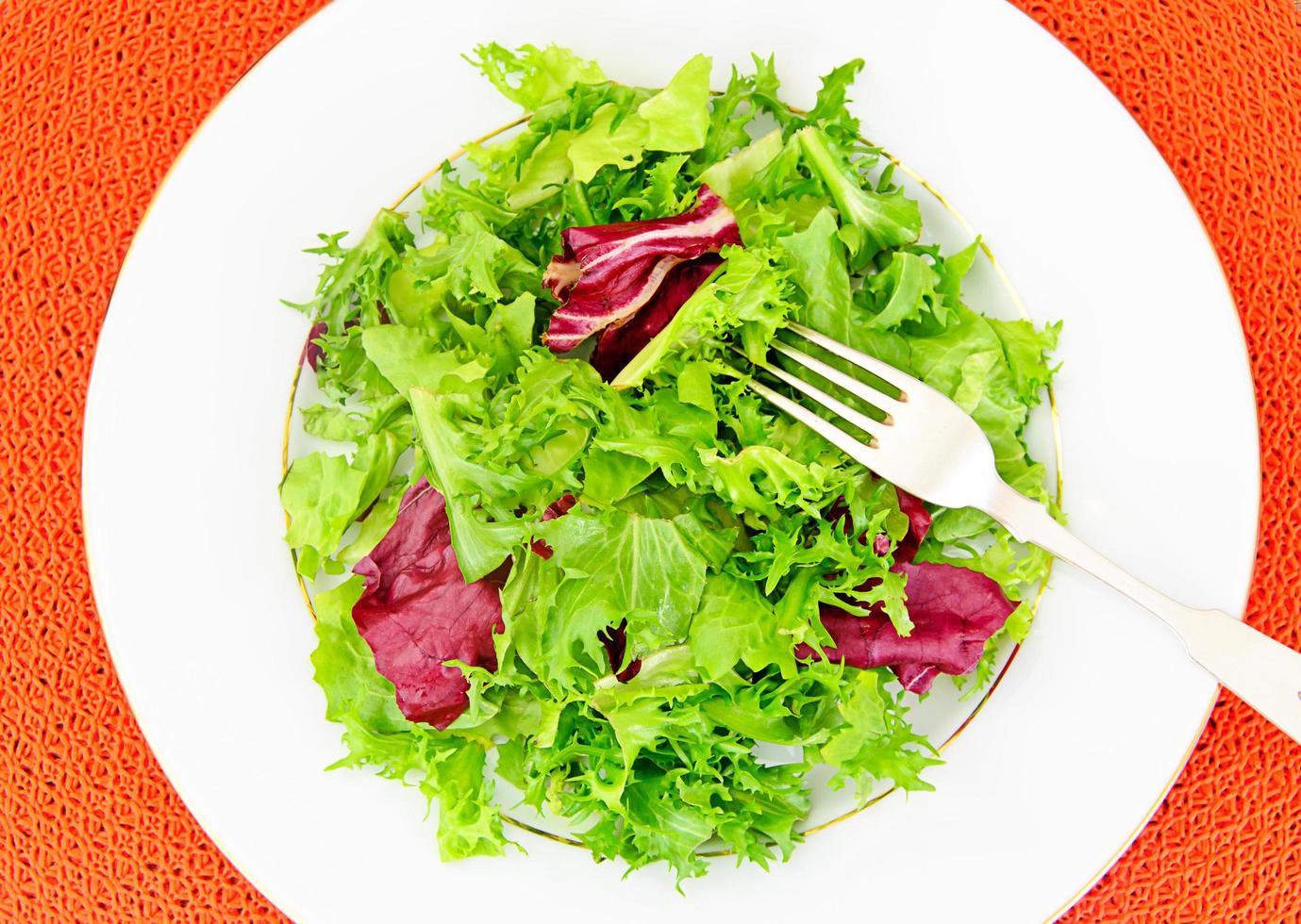 salada mix batavian, frise, radicchio, chicória foto