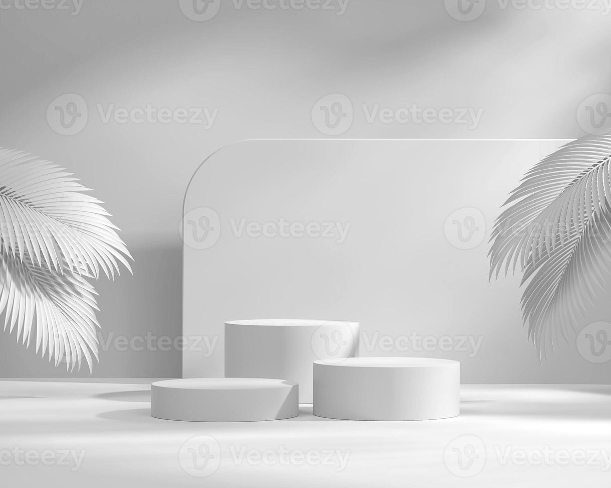 plataforma de pódio branca abstrata para exibição de produtos renderização em 3D foto