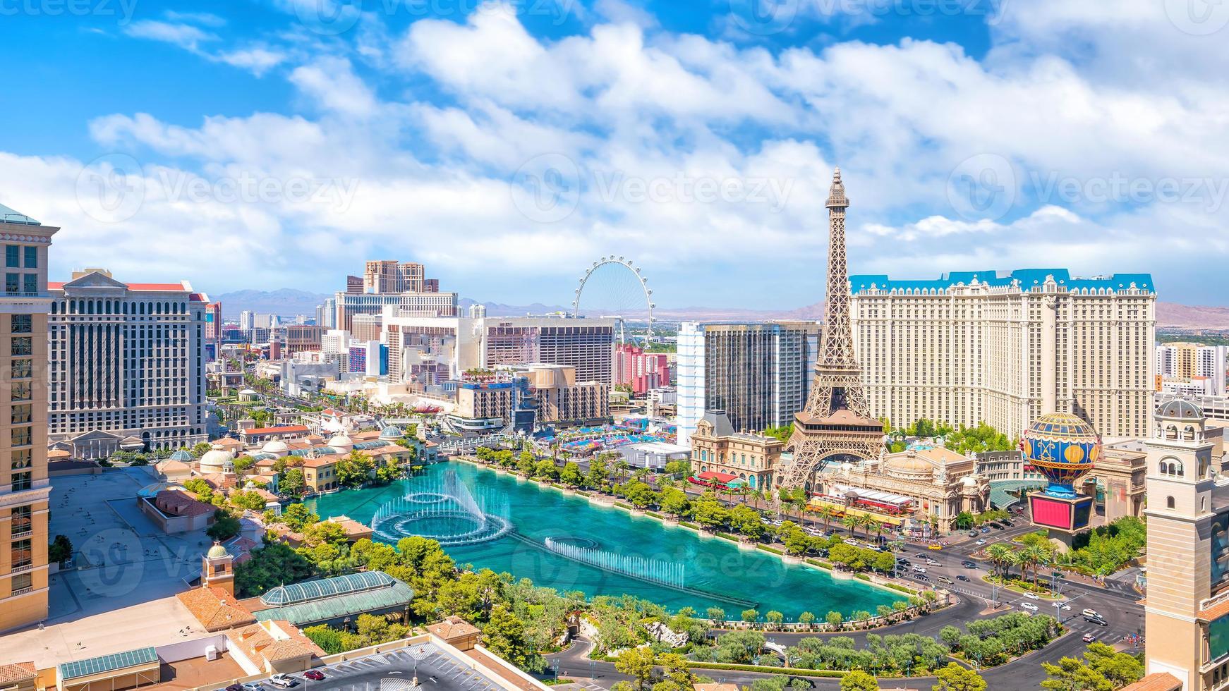 vista aérea da tira de las vegas em nevada foto