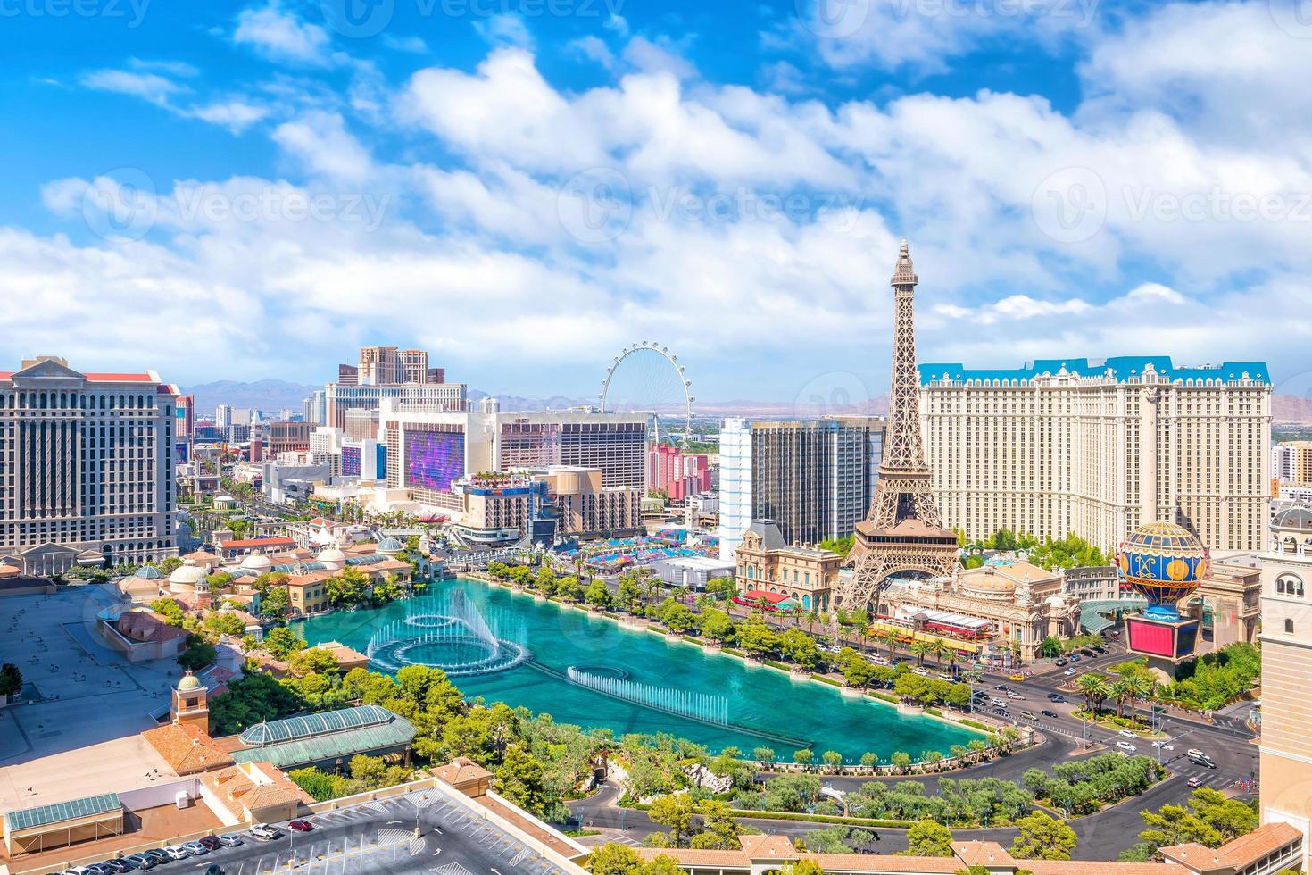 vista aérea da tira de las vegas em nevada foto