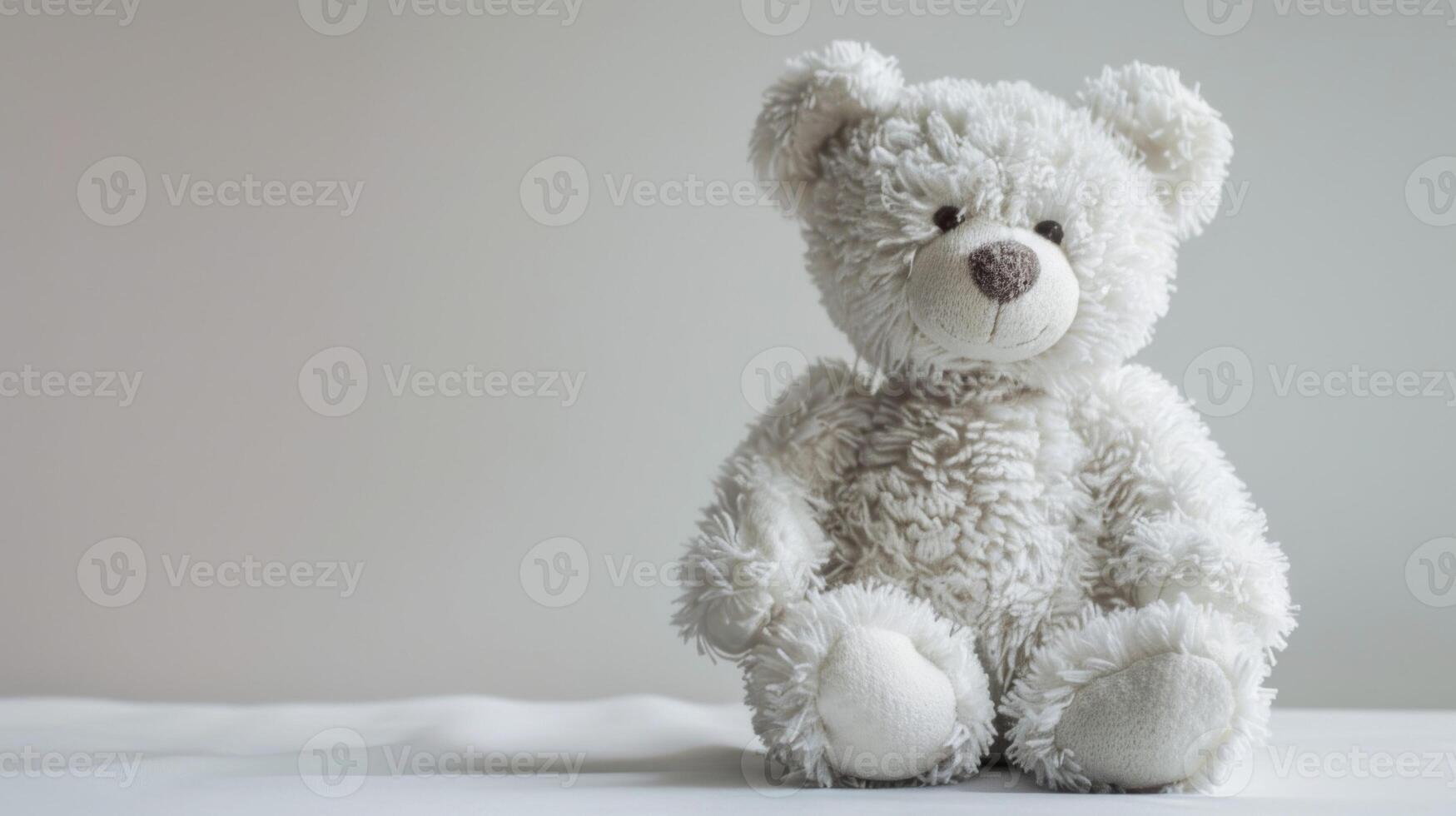 fofo branco Urso de pelúcia Urso pelúcia brinquedo sentado com suave conforto e infância inocência foto