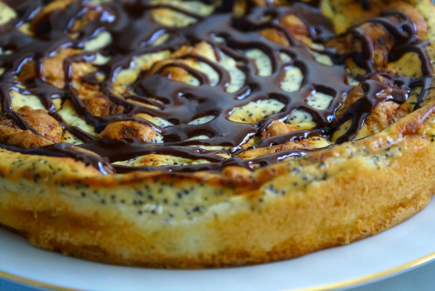 bolo com sementes de papoula e chocolate. foto