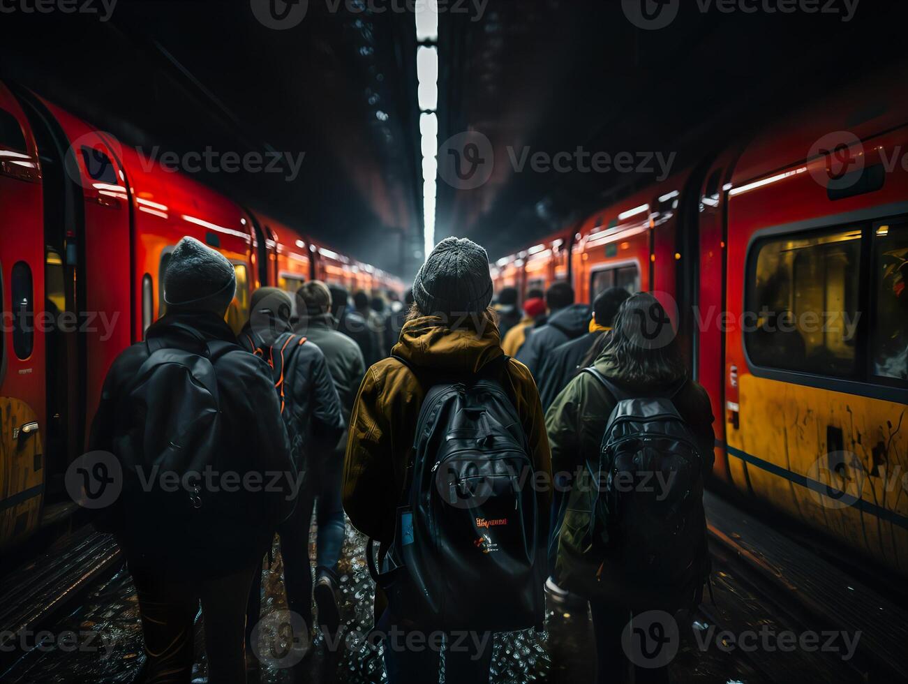 ai gerado fluxo do pessoas dentro a metrô generativo ai foto