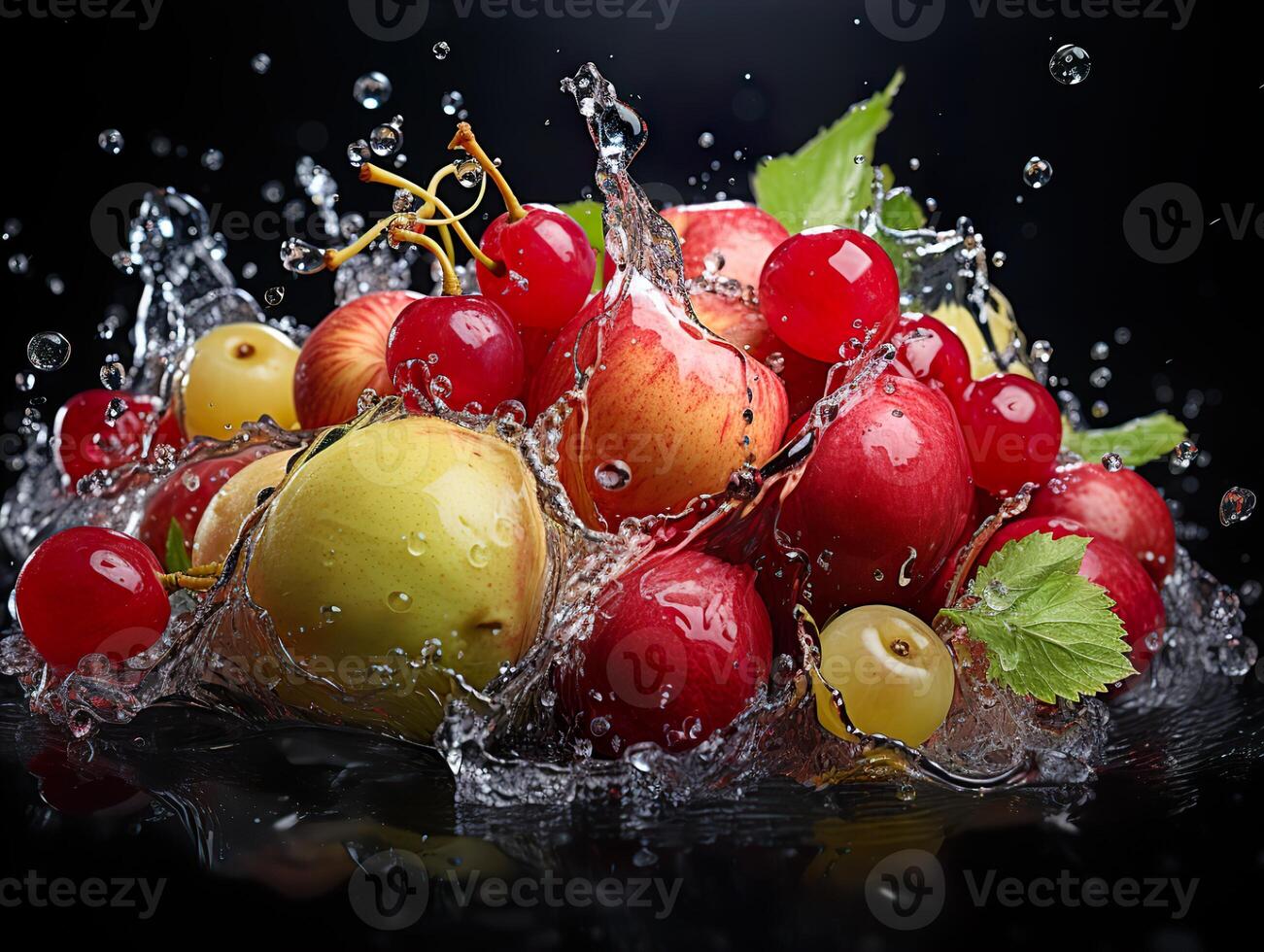 ai gerado refrescante respingo do fruta e citrino generativo ai foto