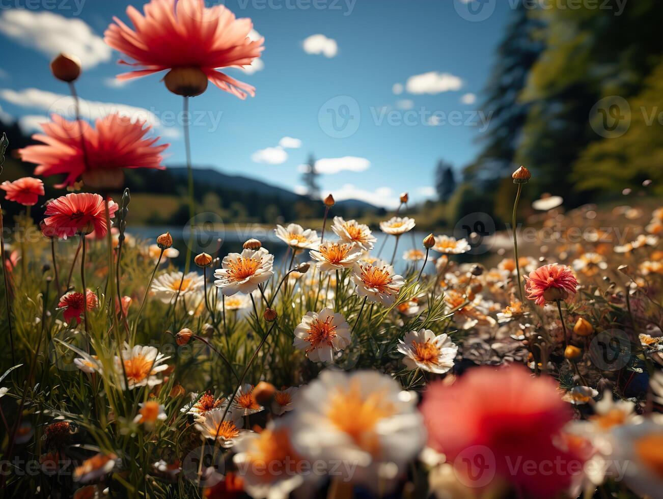 ai gerado Primavera flores em borrado fundo generativo ai foto