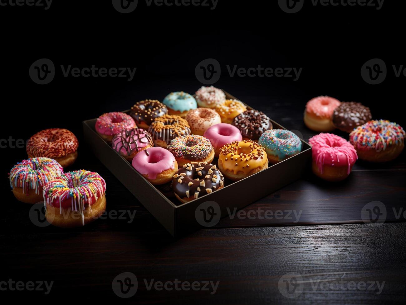 ai gerado delicioso rosquinhas com caramelo bagas generativo ai foto