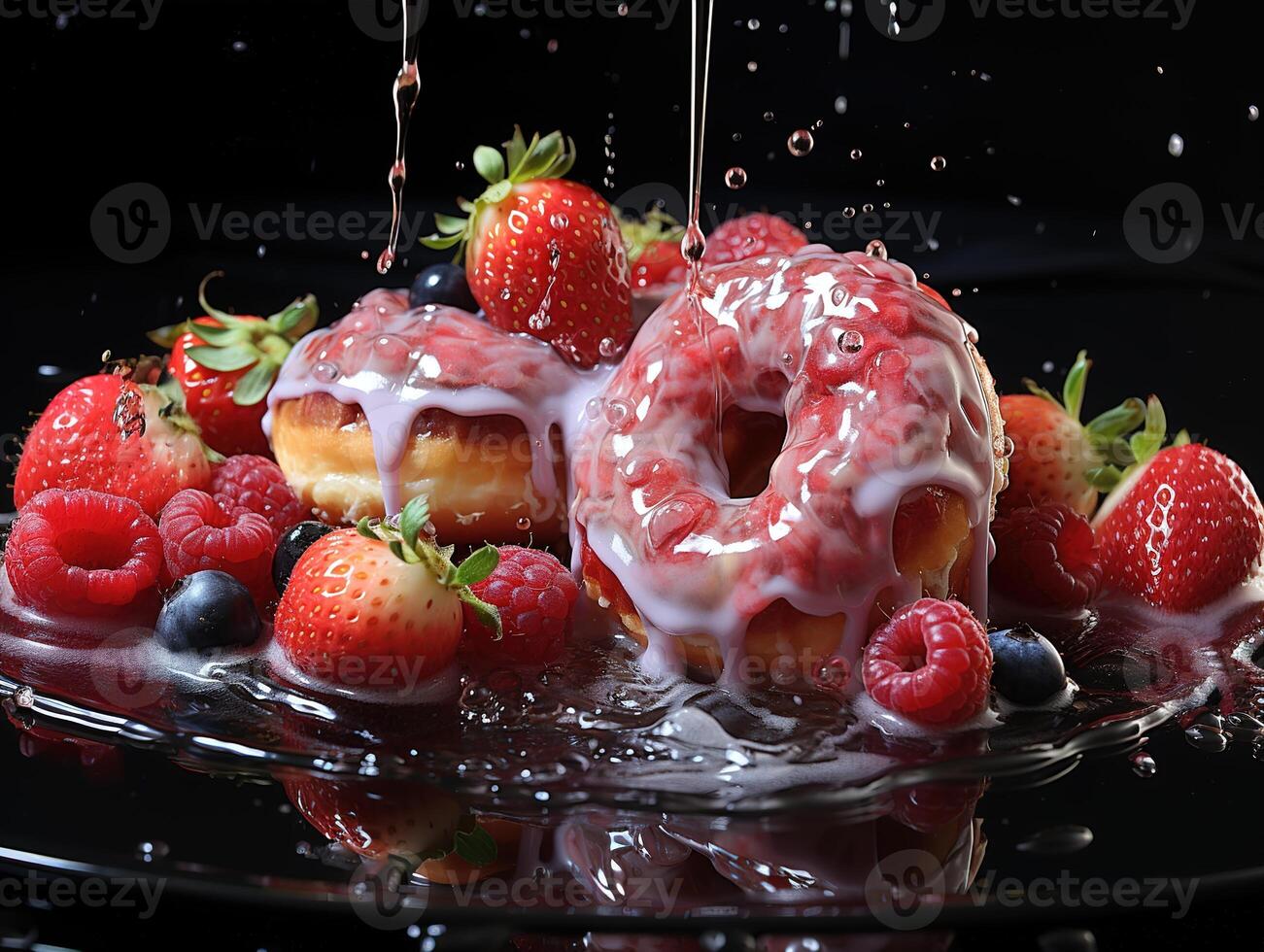 ai gerado delicioso rosquinhas com caramelo bagas generativo ai foto