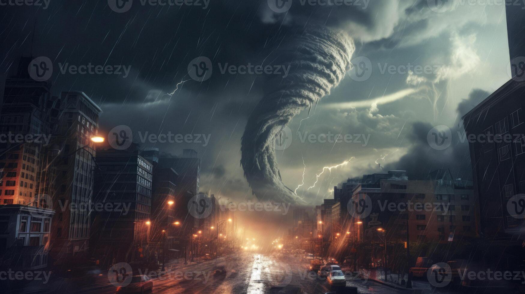 ai gerado ampla tornado furacão tempestade relâmpago Sombrio céu generativo ai foto