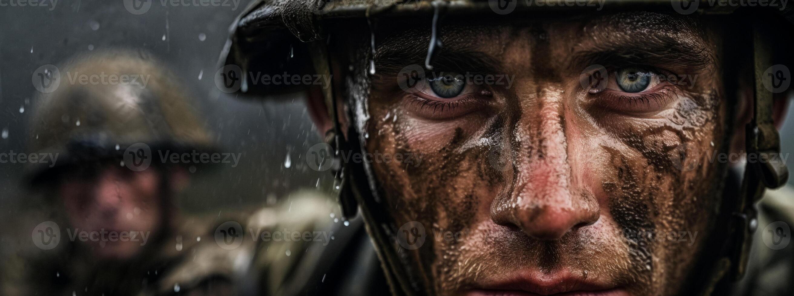 ai gerado retrato do uma soldado dentro uma capacete fechar-se generativo ai foto