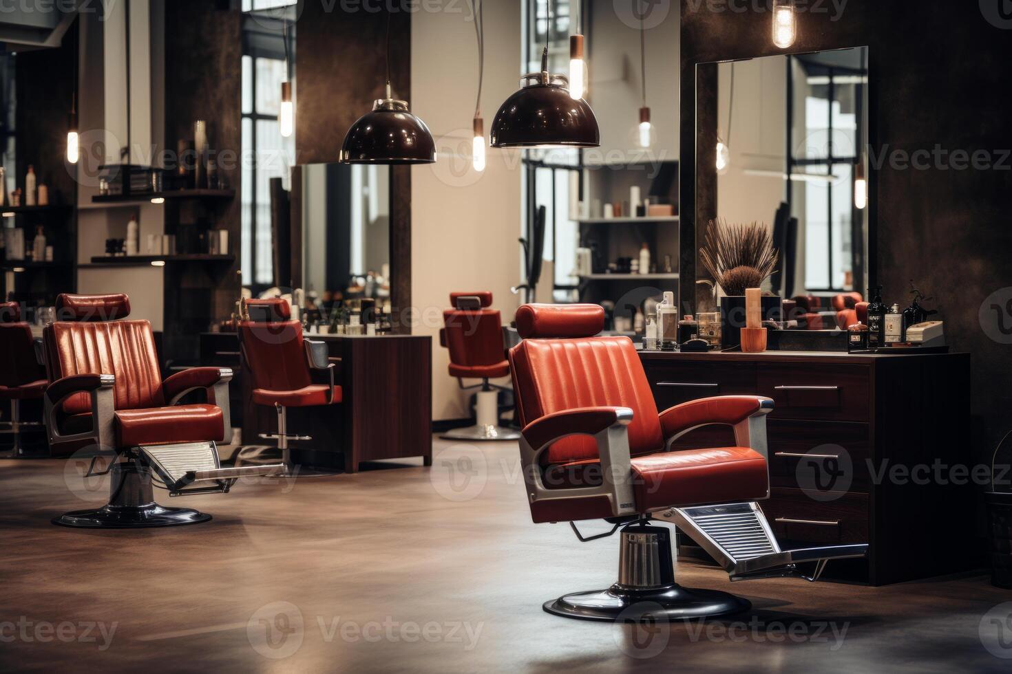 ai gerado esvaziar barbearia interior generativo ai foto