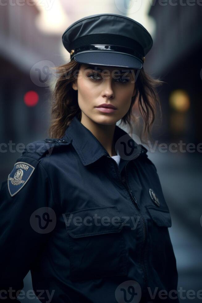 policial em uma cidade rua retrato foto
