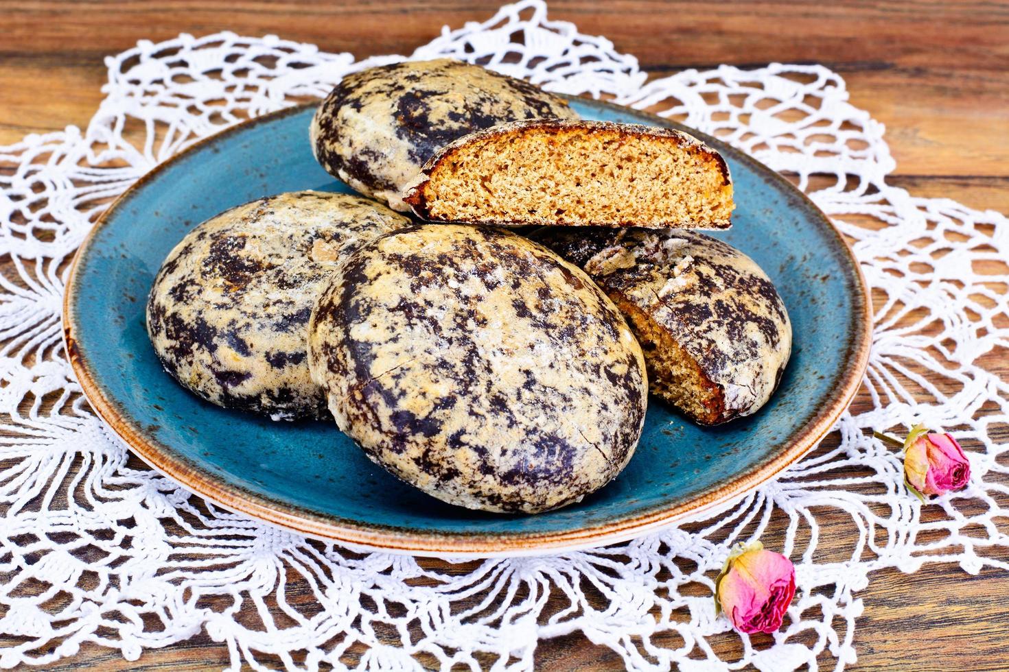 recém-preparado delicioso pão de mel, bolo de mel. foto