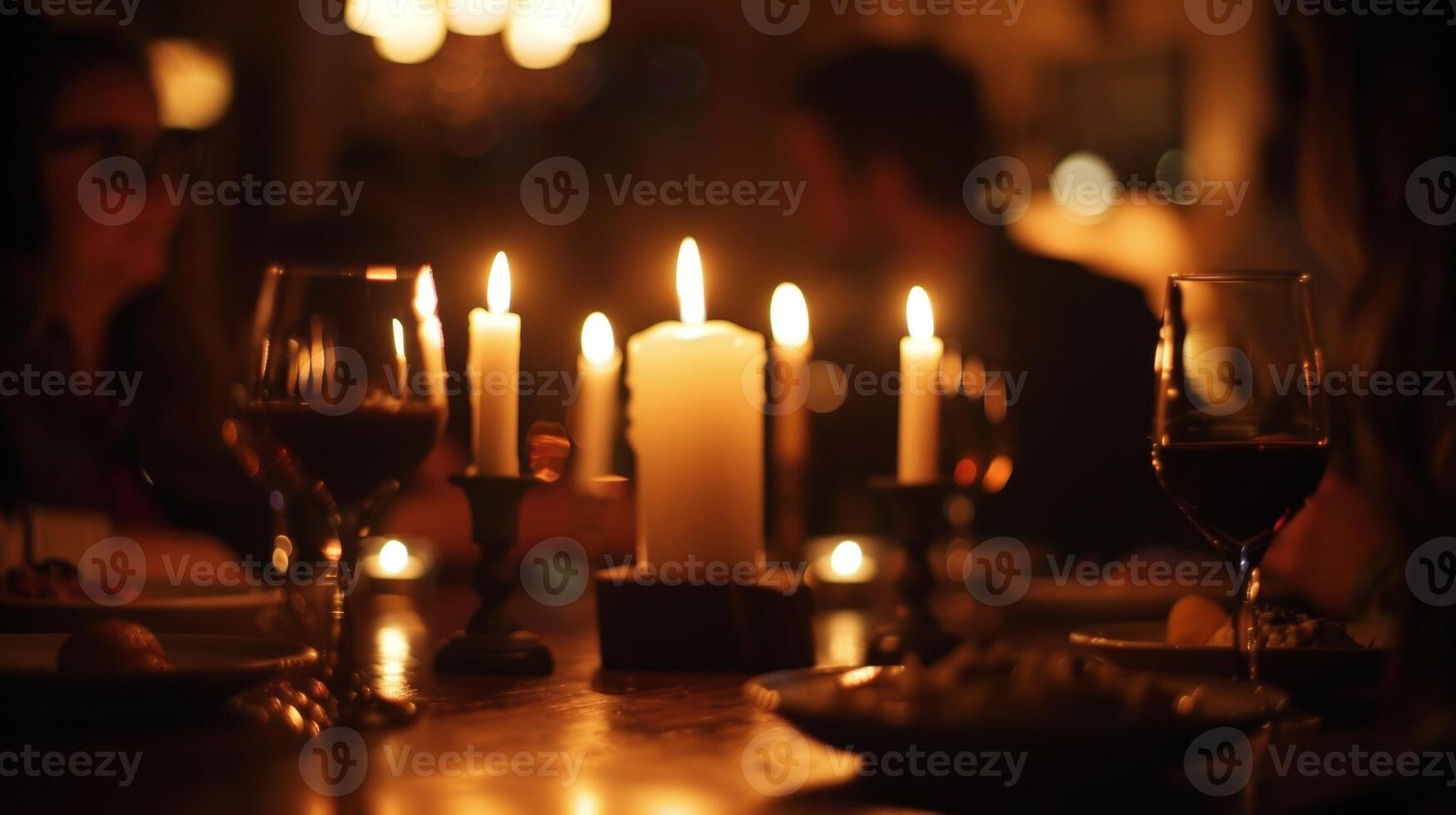 Como a classe vem para a fim a velas queimar baixo fornecendo uma suave e romântico atmosfera Como a participantes apreciar seus final luz de velas mordidas. 2d plano desenho animado foto