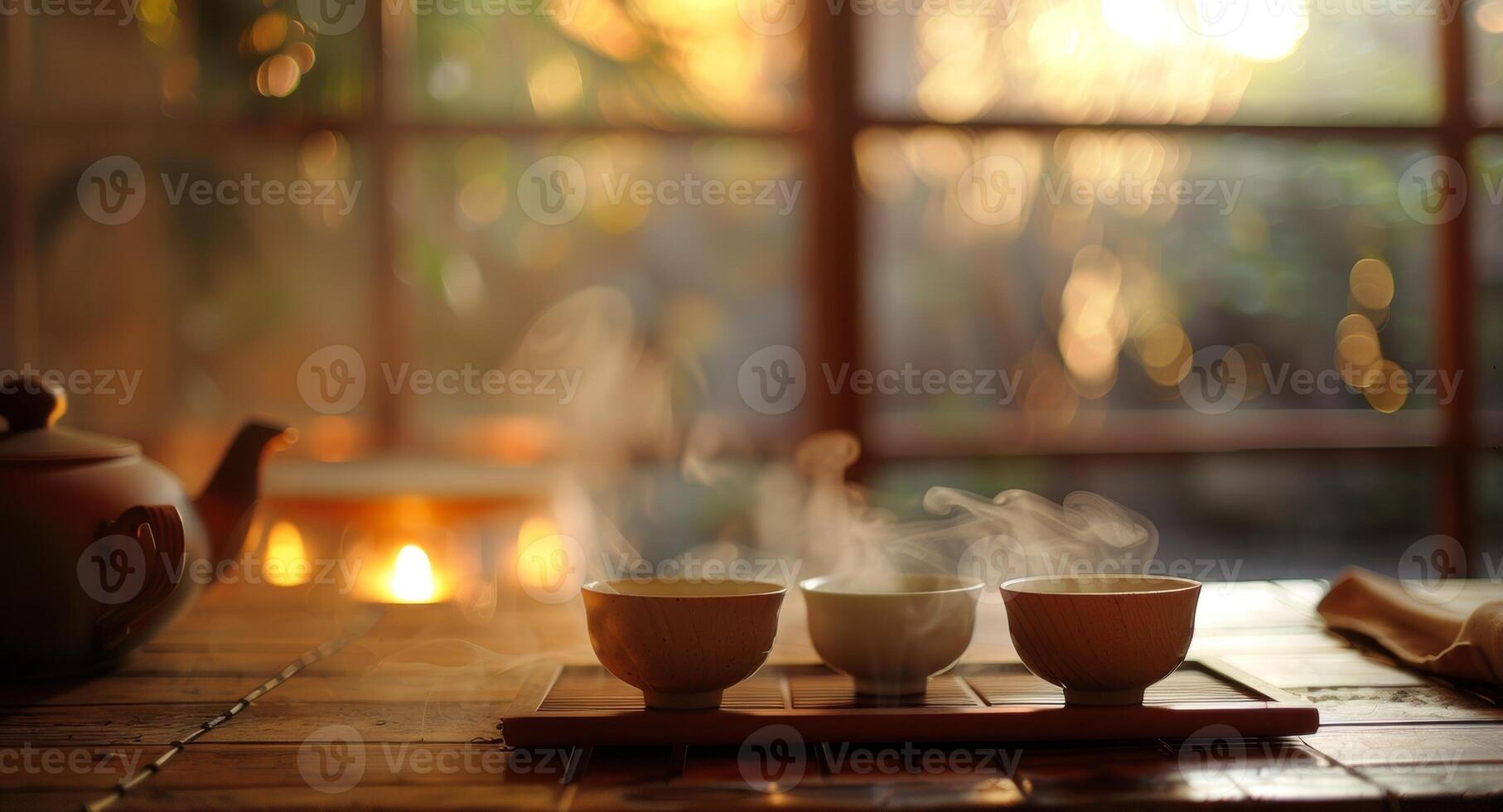 a aroma do recentemente fabricado chás preenche a quarto adicionando uma reconfortante e calmante elemento para a ambiente foto