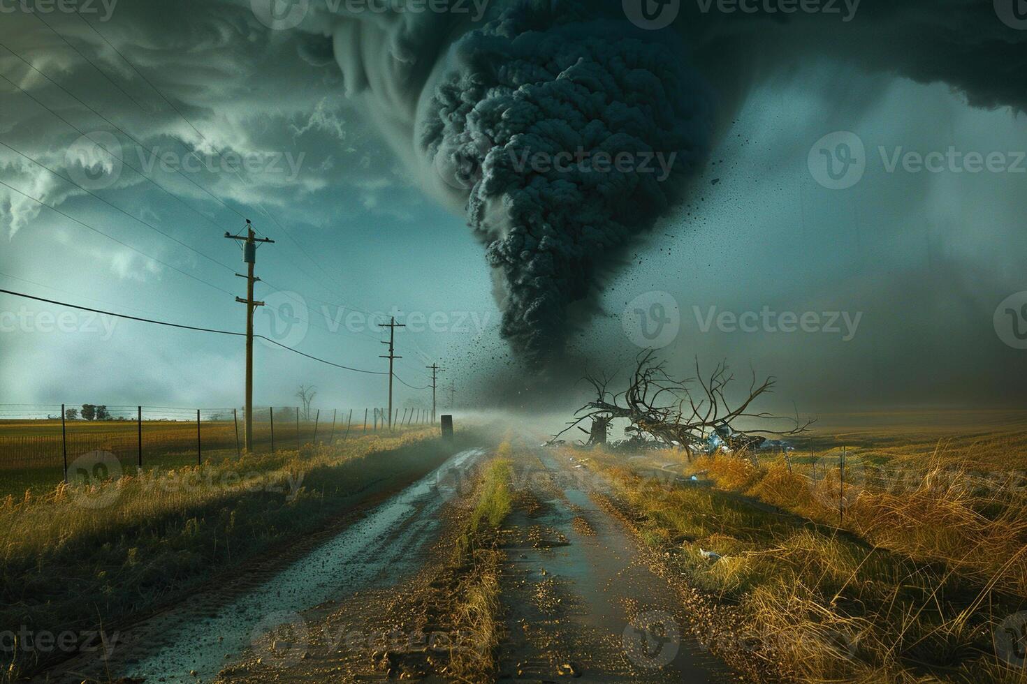 em tema do assustador ameaçador enorme furacão tornado, apocalíptico dramático fundo foto