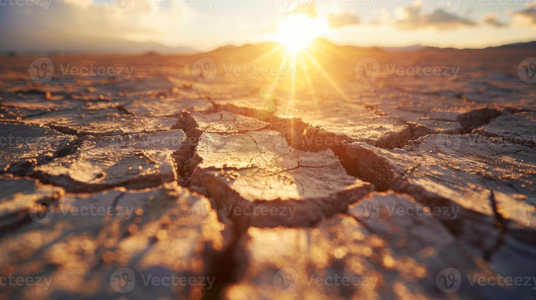 rachado terra dentro uma estéril campo debaixo uma escaldante sol, seca conceito foto