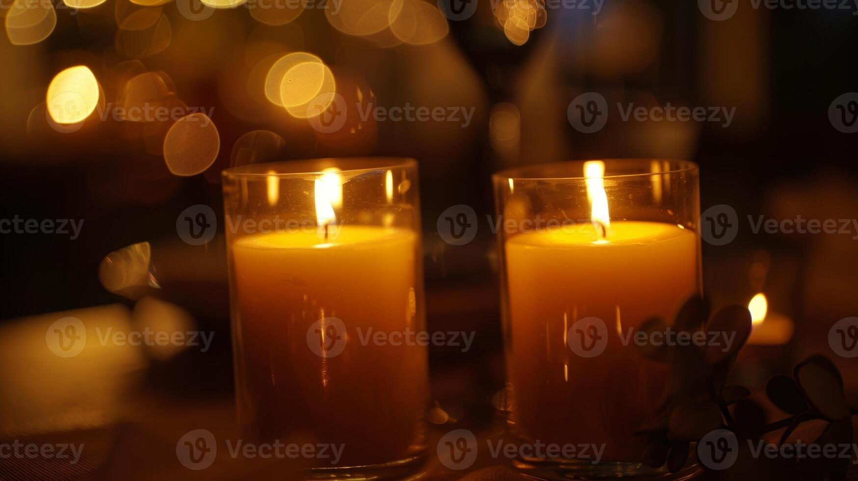 a ling luzes e tremeluzente velas crio uma romântico configuração para casais para apreciar cada outras empresa. 2d plano desenho animado foto