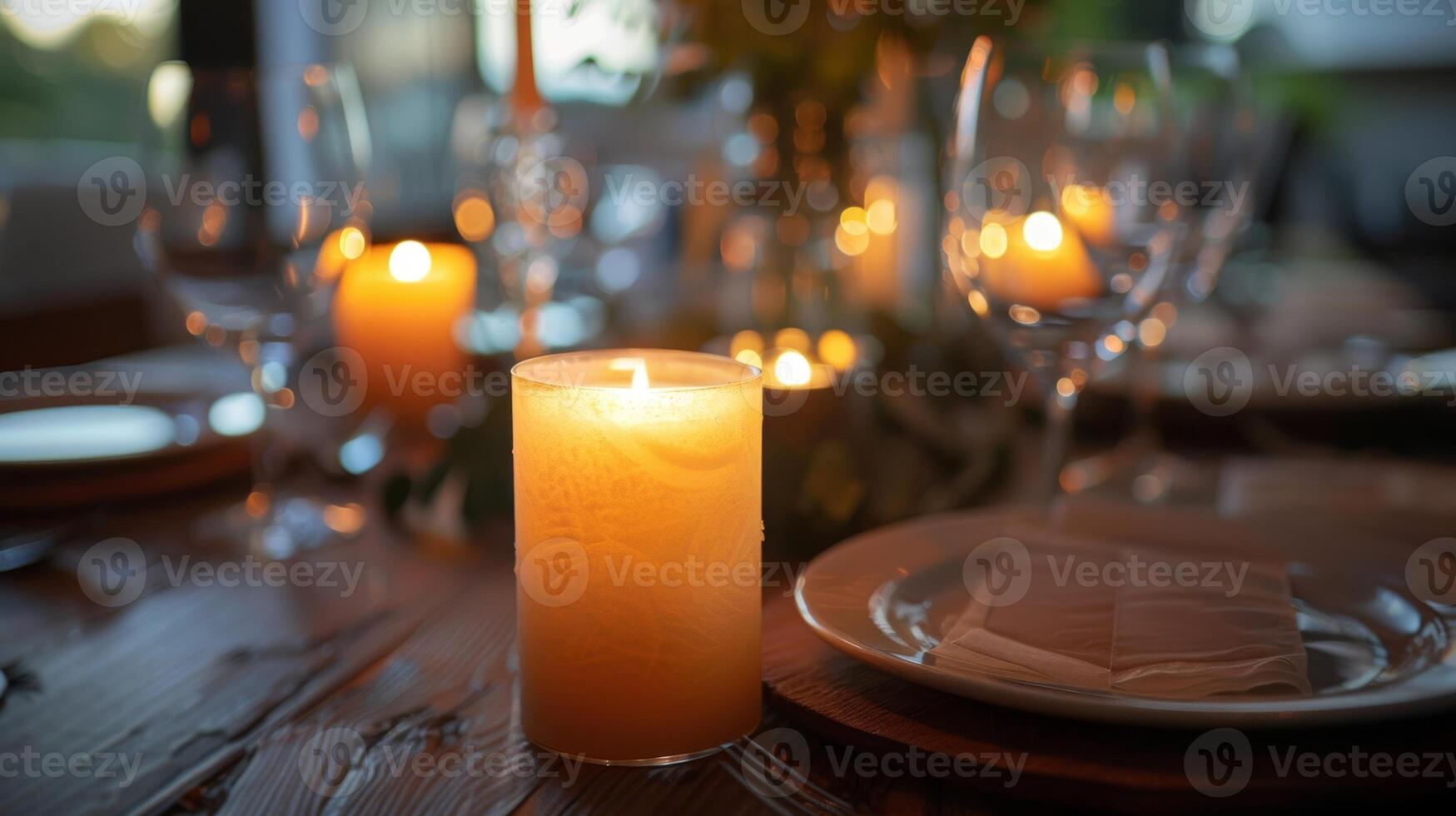 Como a velas queimar baixo a calor do seus fogo contrastes com a legal noite ar fazer para uma acolhedor e memorável jantar experiência. 2d plano desenho animado foto