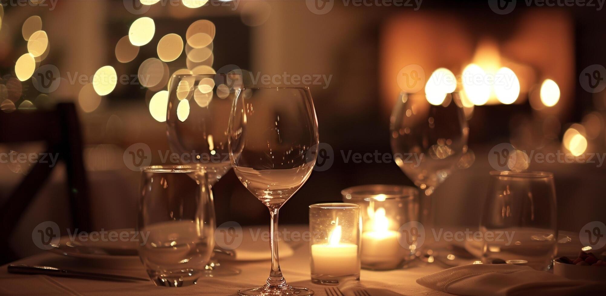 a suave brilho do a lareira conjuntos uma romântico tom perfeito para íntimo jantares com Amado uns. 2d plano desenho animado foto