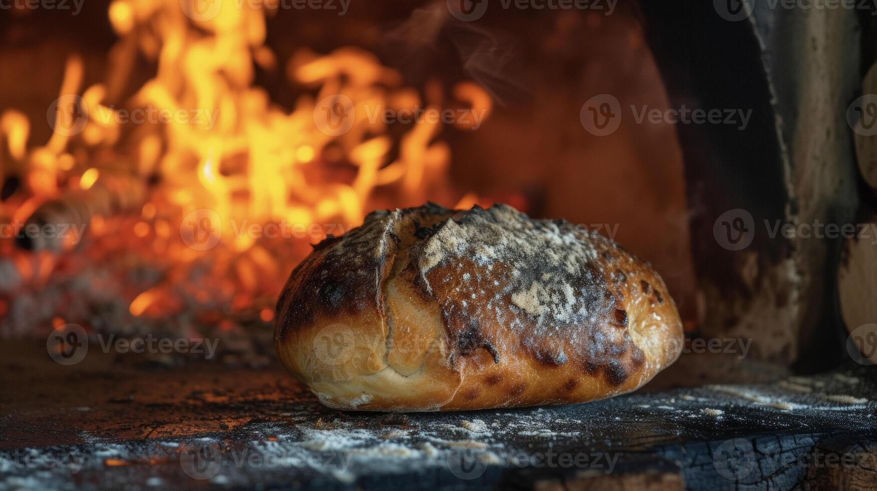 a lareira duplas Como a forno produzindo uma perfeitamente carbonizado e duro pão do pão sufocado dentro doce er e caseiro geléia foto