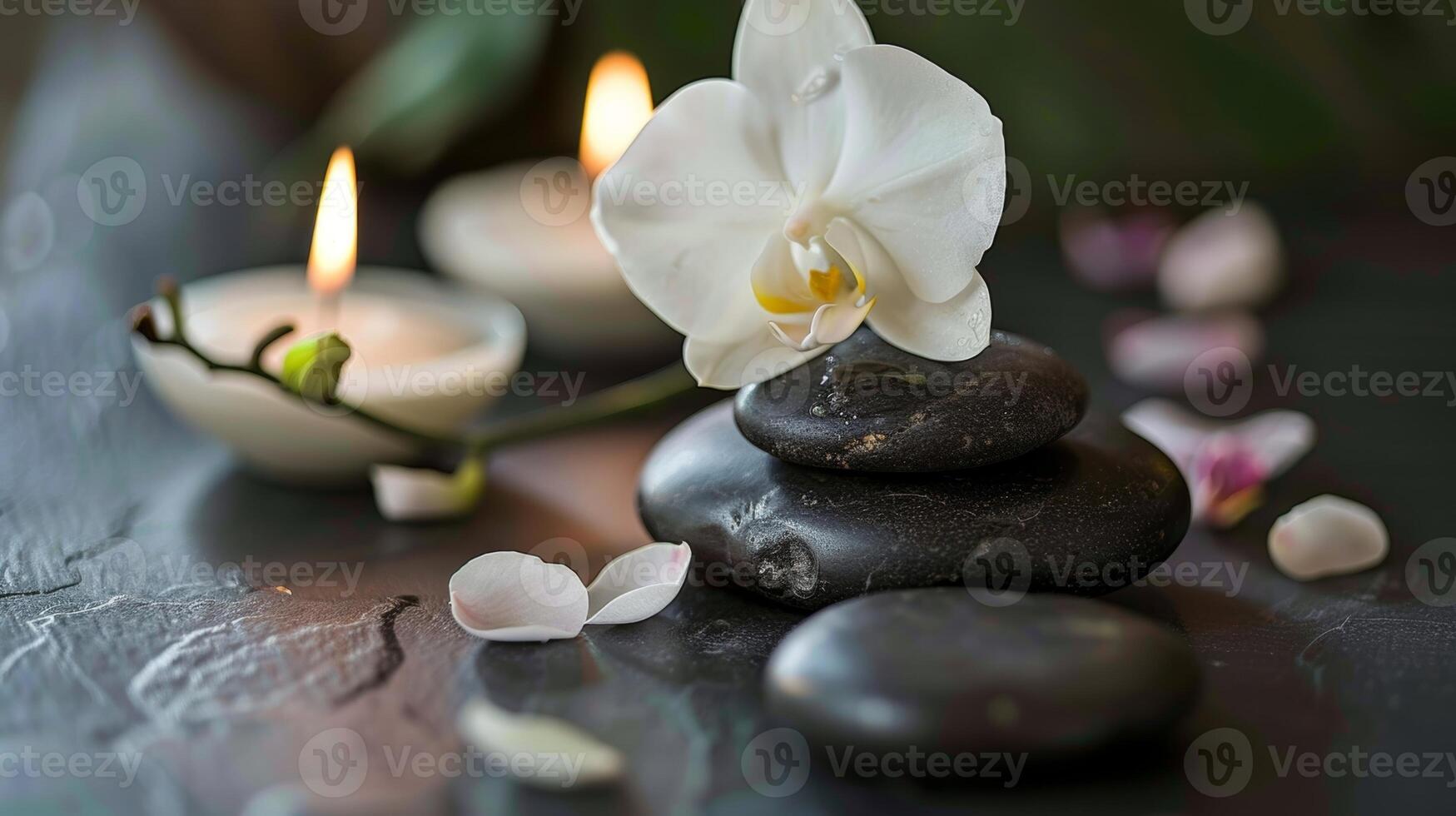 a massagem a usando quente pedras para alvo específico áreas do tensão fornecendo profundo calor terapia e promovendo relaxamento. foto