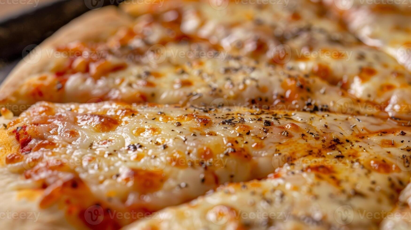 uma fechar-se do a acabado pizza dourado Castanho crosta com borbulhante queijo e perfeitamente p coberturas foto