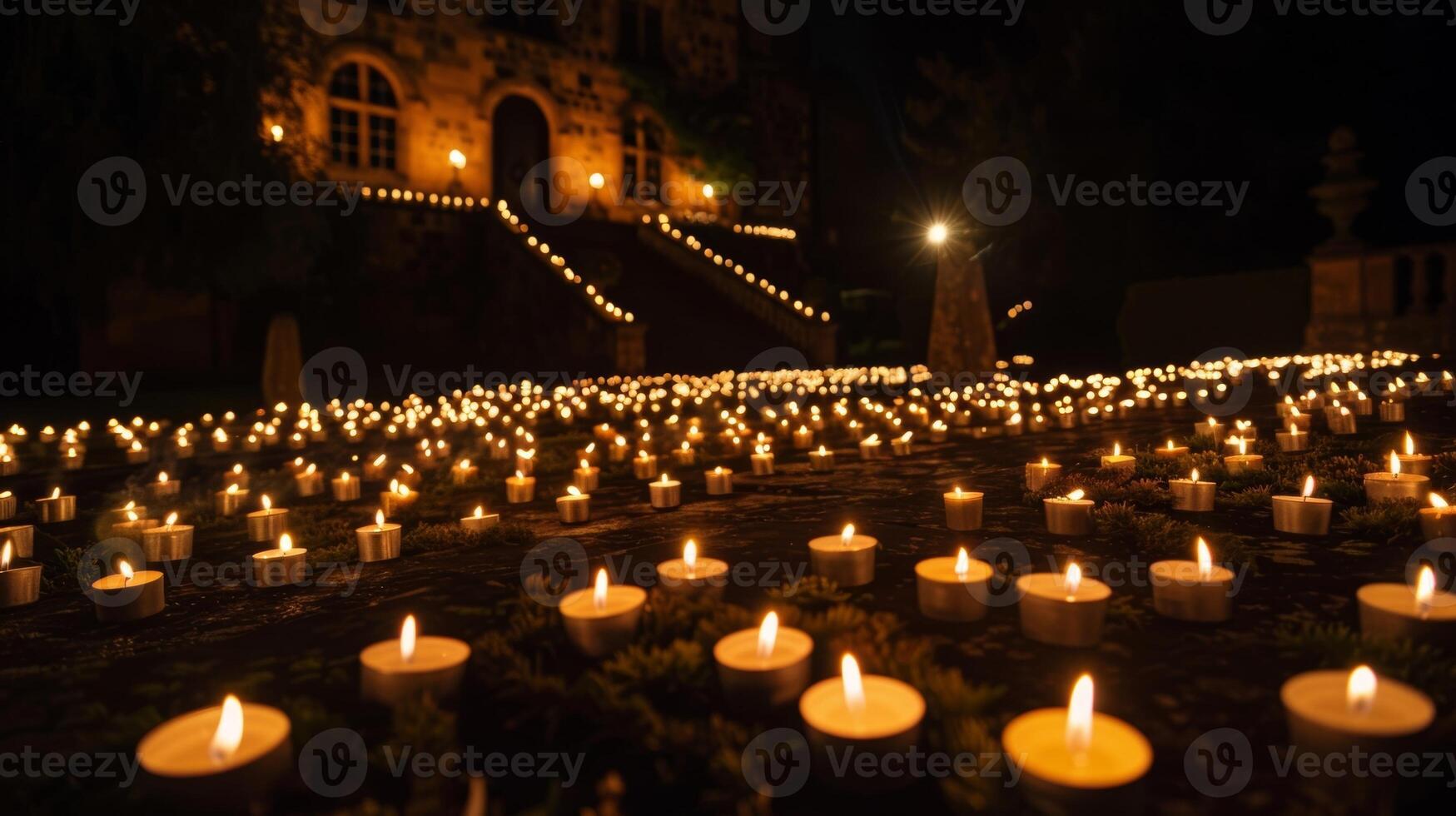 Como a noite vai em a velas queimar mais baixo criando uma Mais íntimo atmosfera para a remanescente performances. 2d plano desenho animado foto