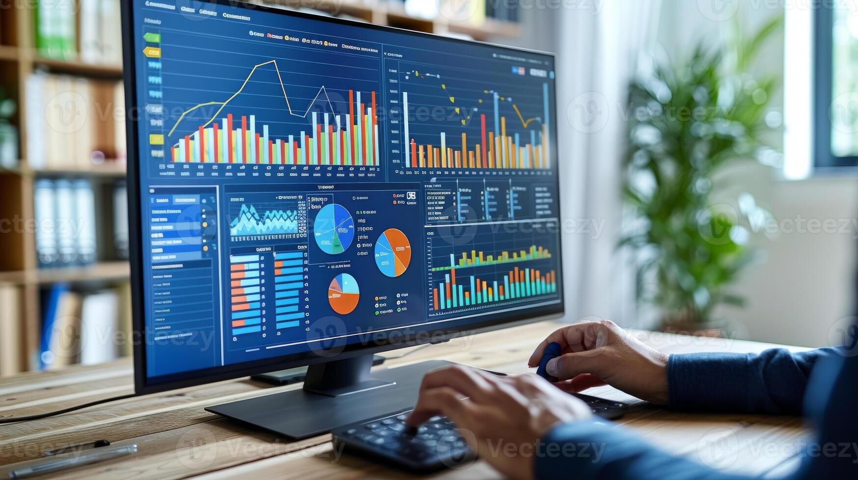 operações Gerente analisando dados às o negócio encontro foto