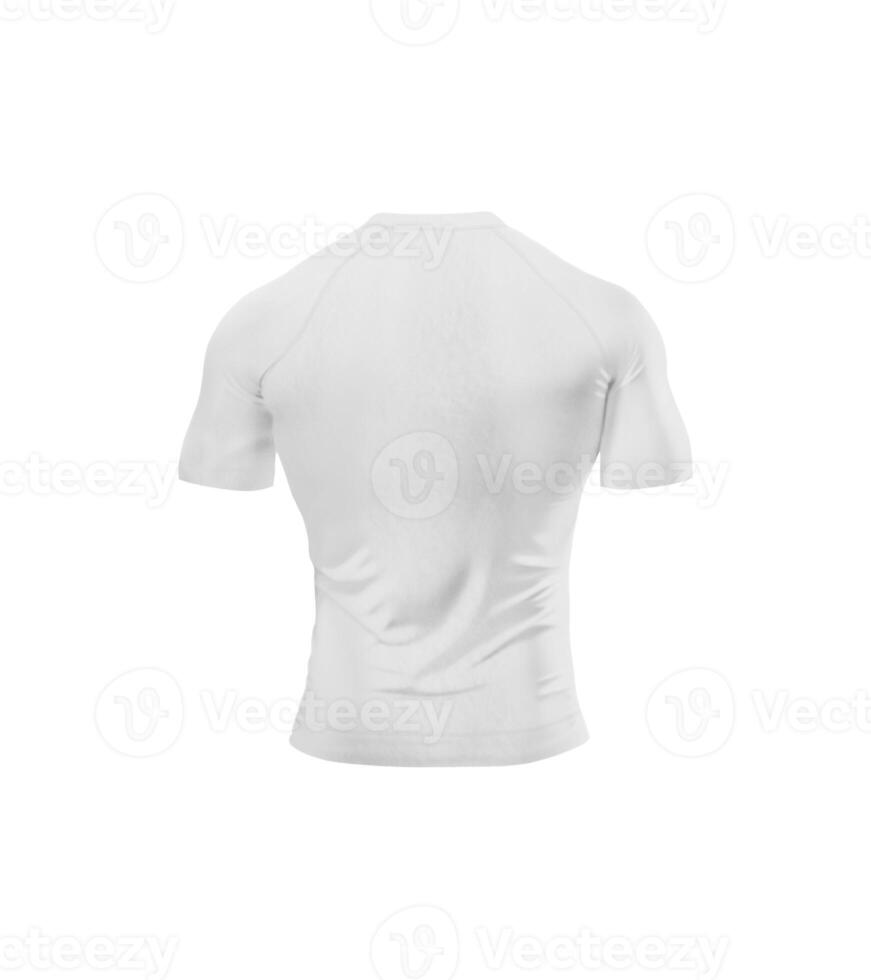 curto manga compressão camiseta costas Visão em branco fundo foto