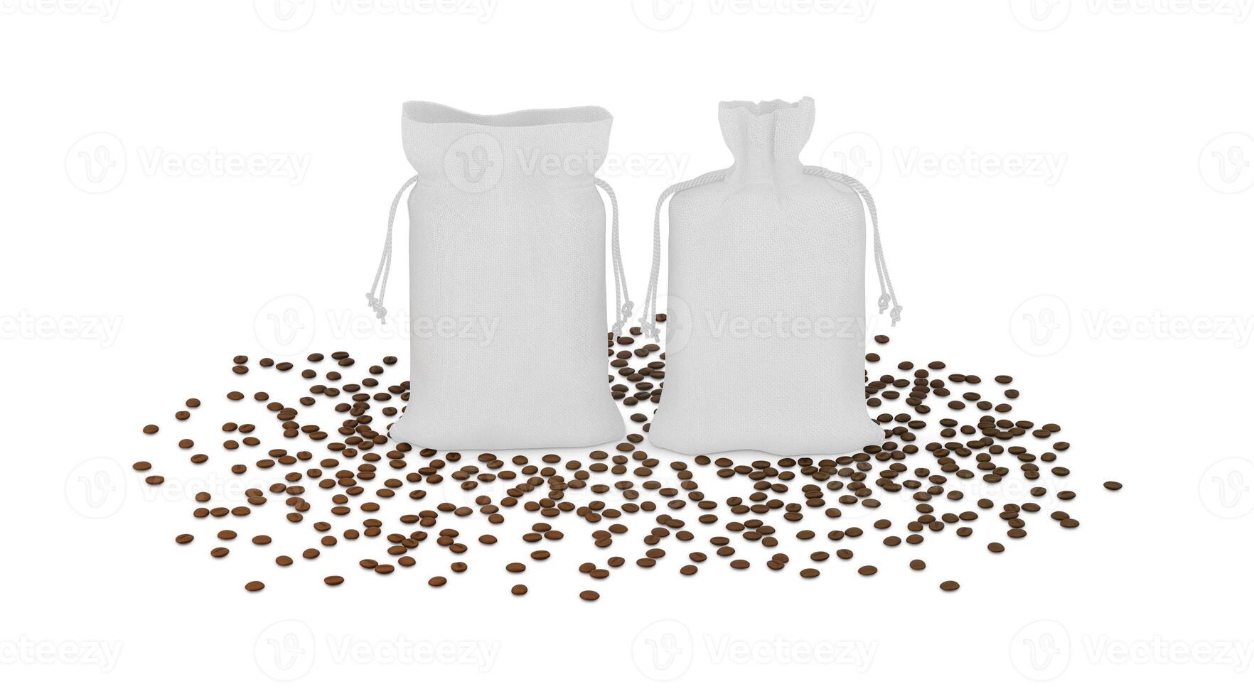 dois bolsas do café em branco fundo foto