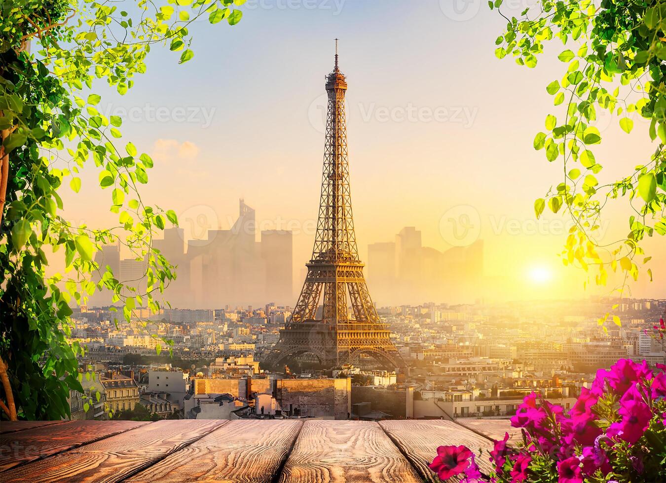 uma lindo cenário do a eiffel torre dentro Paris, a capital do França, com uma Maravilhoso fundo dentro Maravilhoso natural cores foto