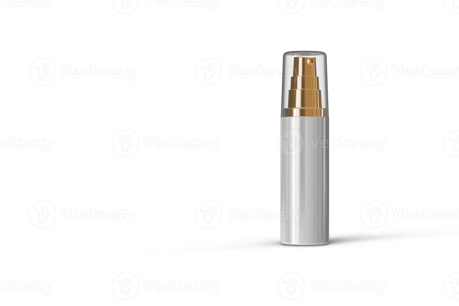 embalagem de garrafa de cosmética de alta resolução 3d rendição isolada maquete adequada para seu elemento de design. foto