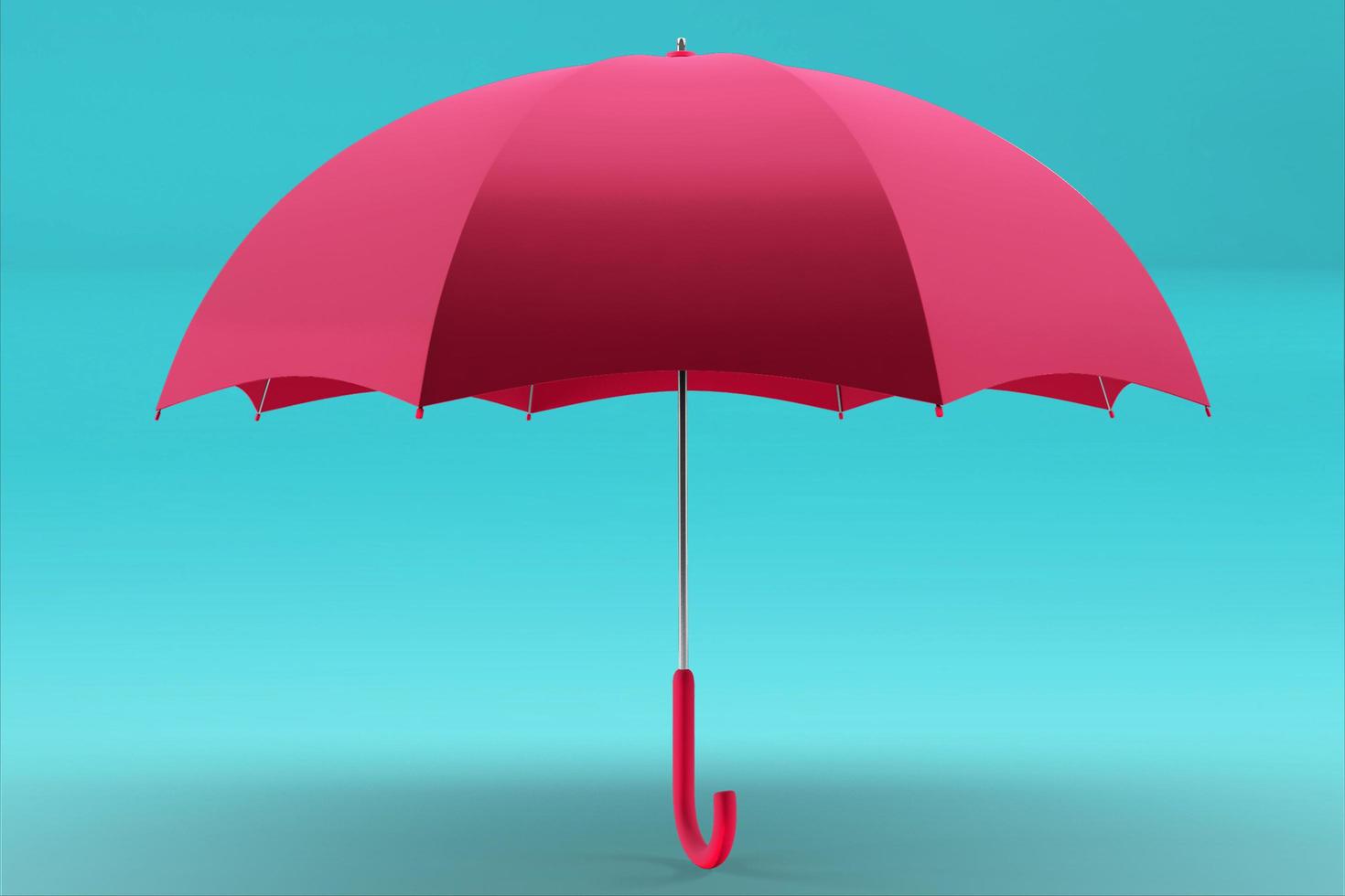Vista frontal e superior do guarda-chuva de renderização 3D. maquete realista de guarda-sol em branco com cabo de madeira, acessório clássico para proteção contra chuva na primavera, outono ou estação das monções foto