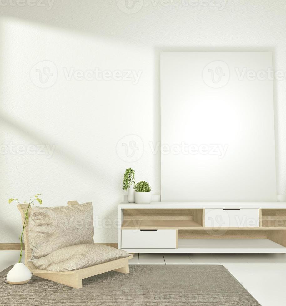 gabinete moderno quarto vazio, design minimalista de estilo japonês. Renderização 3d foto