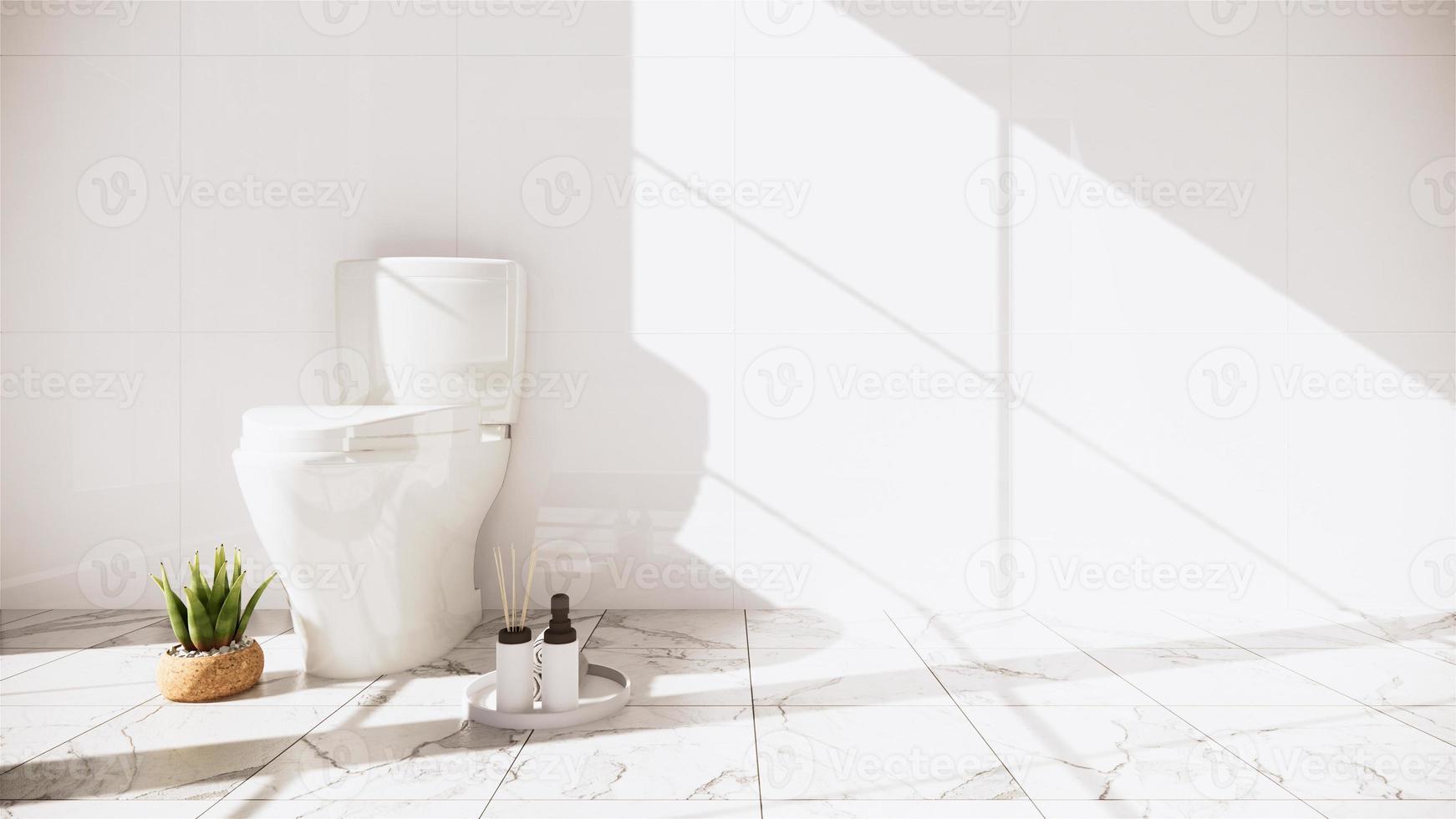 parede e piso de azulejos de banheiro com design zen - estilo japonês. Renderização 3d foto