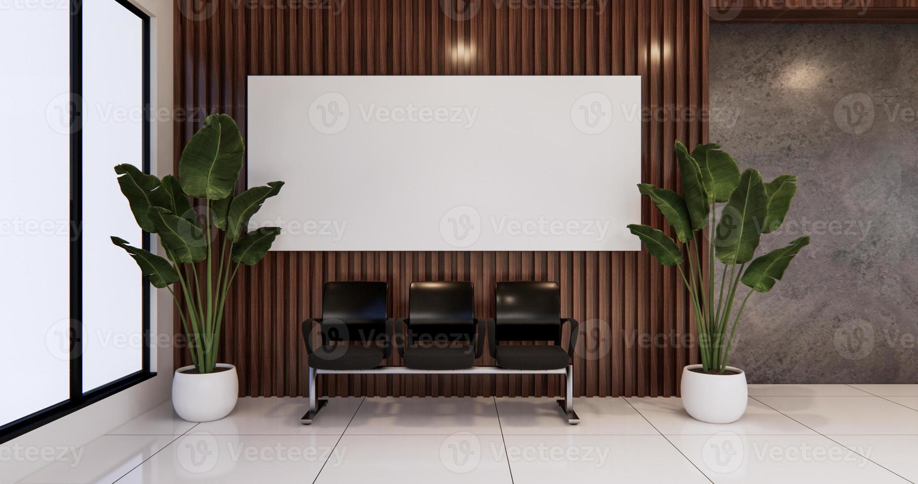 interior da sala de espera na renderização do office design.3d foto