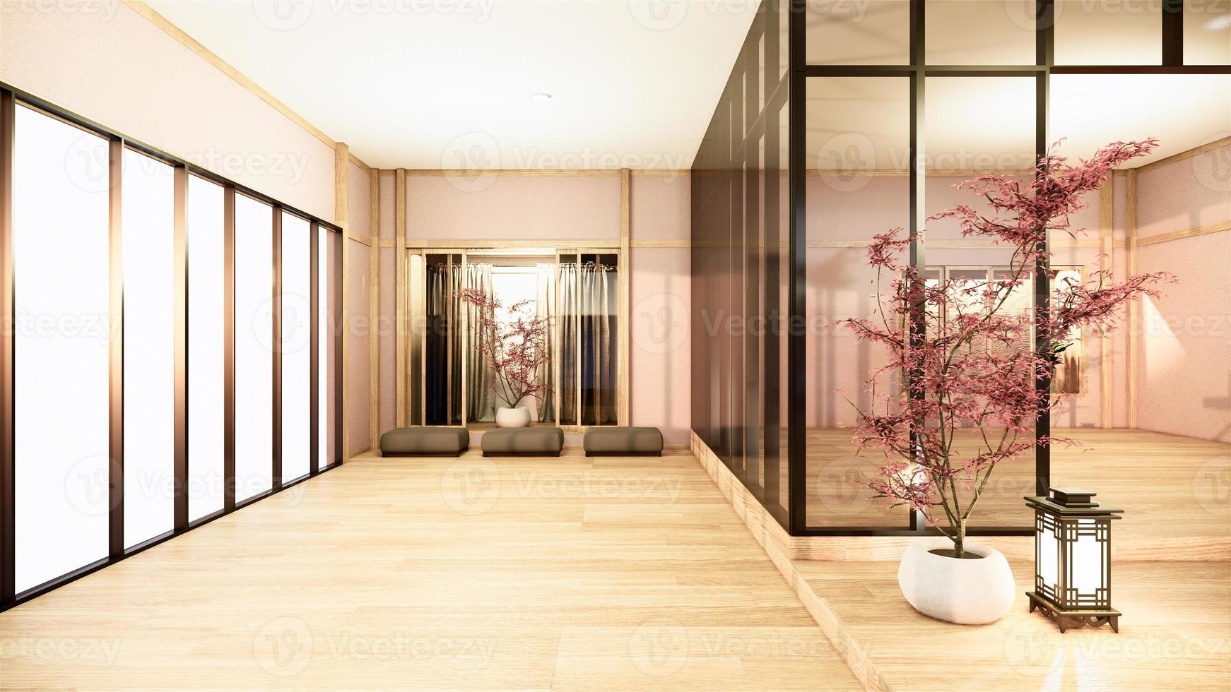 escritório comercial - bela sala de reuniões e mesa de conferência no Japão, estilo moderno. Renderização 3d foto