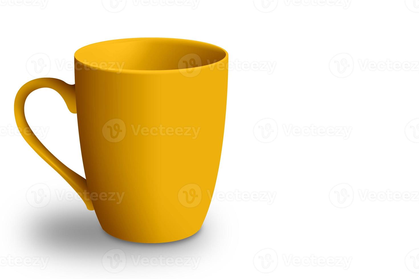 maquete de caneca em branco isolada em renderização 3d colorida. adicionado espaço de cópia para texto. adequado para o seu projeto de design. foto