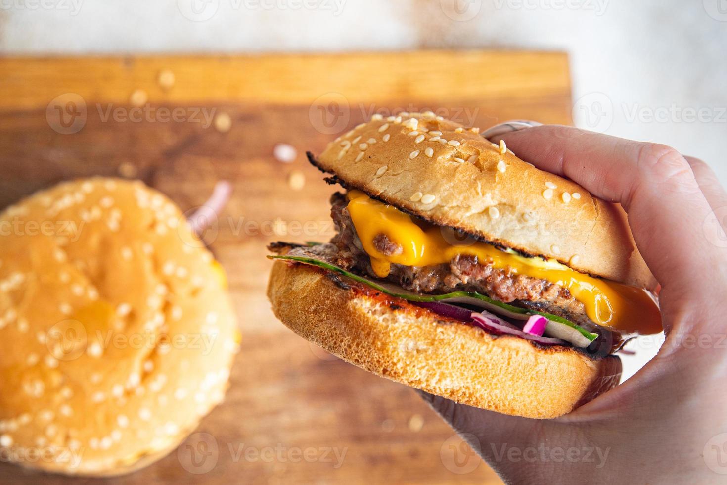 sanduíche de hambúrguer de frango lanche foto