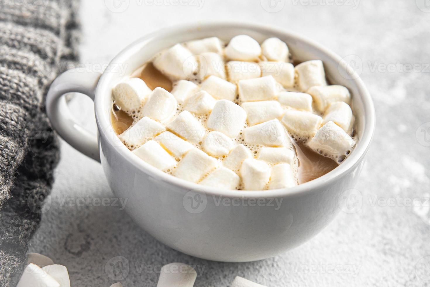 chocolate quente marshmallow cacau ou café bebida quente foto