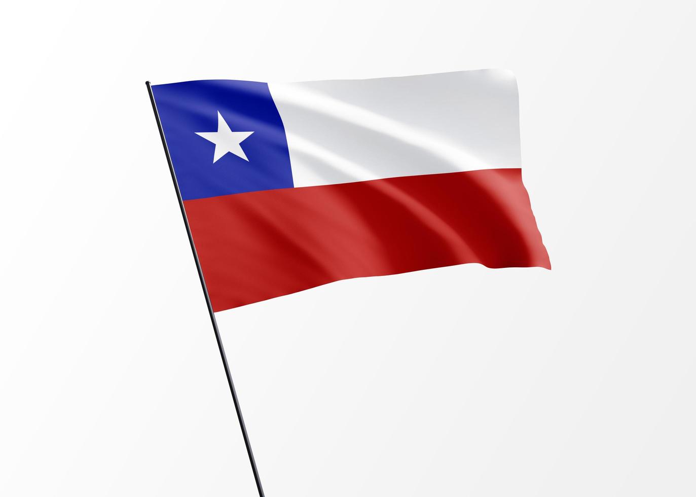 bandeira do Chile voando alto no dia da independência do Chile de fundo isolado. coleção da bandeira nacional do mundo foto