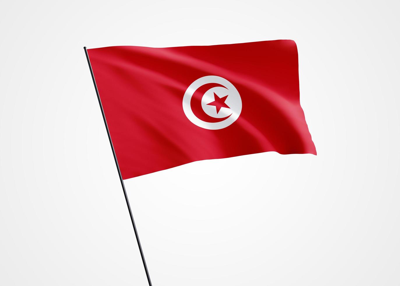 bandeira de tunis voando alto no fundo branco isolado. 20 de março, dia da independência de tunis. coleção da bandeira nacional do mundo coleção da bandeira nacional do mundo foto