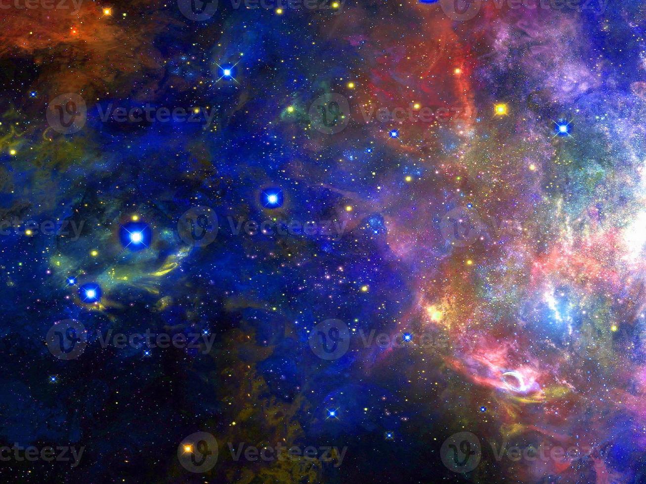 infinito lindo cosmos fundo azul claro com nebulosa, aglomerado de estrelas no espaço sideral. beleza de um universo infinito cheio de estrelas. arte cósmica, papel de parede de ficção científica foto