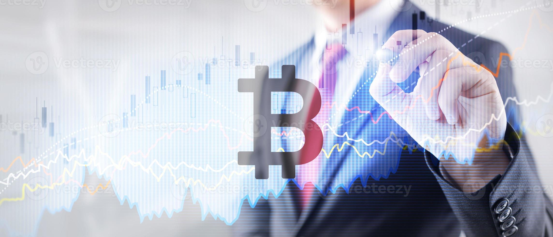 bitcoin. mercado de criptomoeda. mídia mista foto