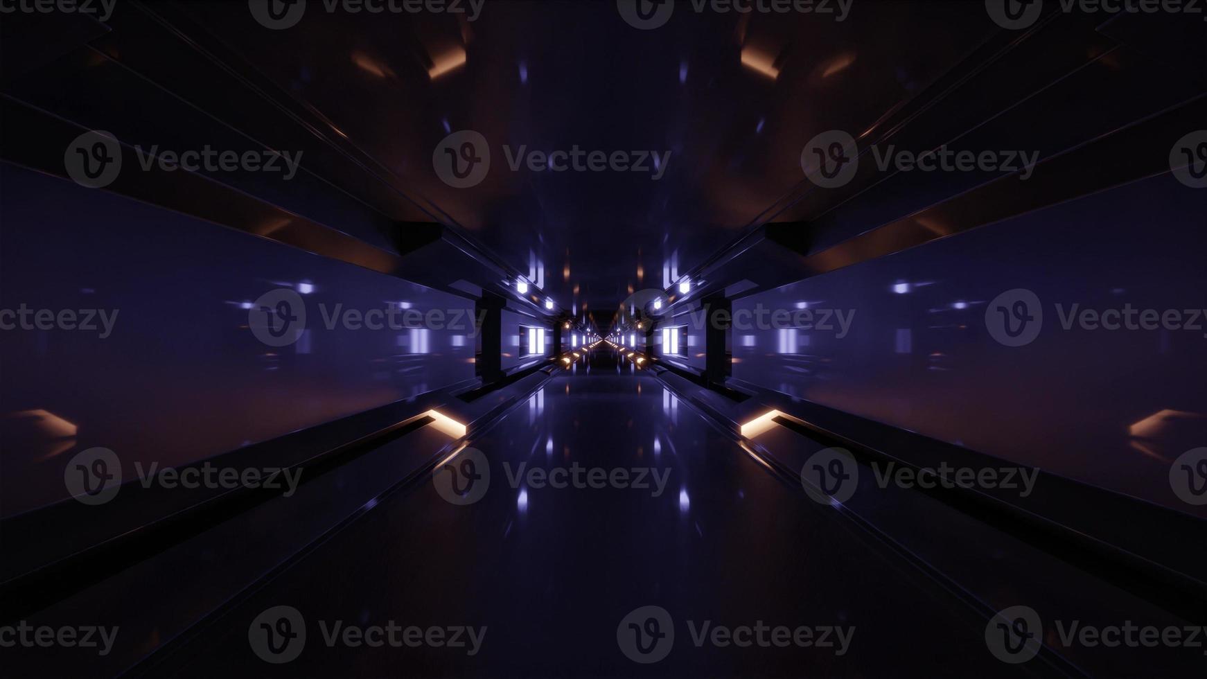 Ilustração 3D do túnel escuro iluminado 4k uhd foto