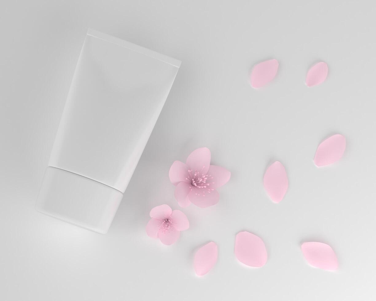 tubo de aperto para aplicação de creme ou cosméticos em um fundo branco. foto