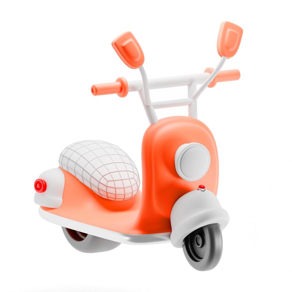 Renderização 3D de bicicleta scooter isolada no branco foto