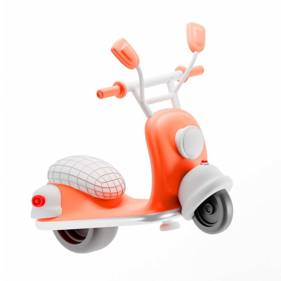 Renderização 3D de bicicleta scooter isolada no branco foto