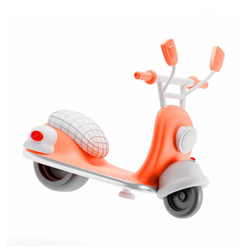 Renderização 3D de bicicleta scooter isolada no branco foto